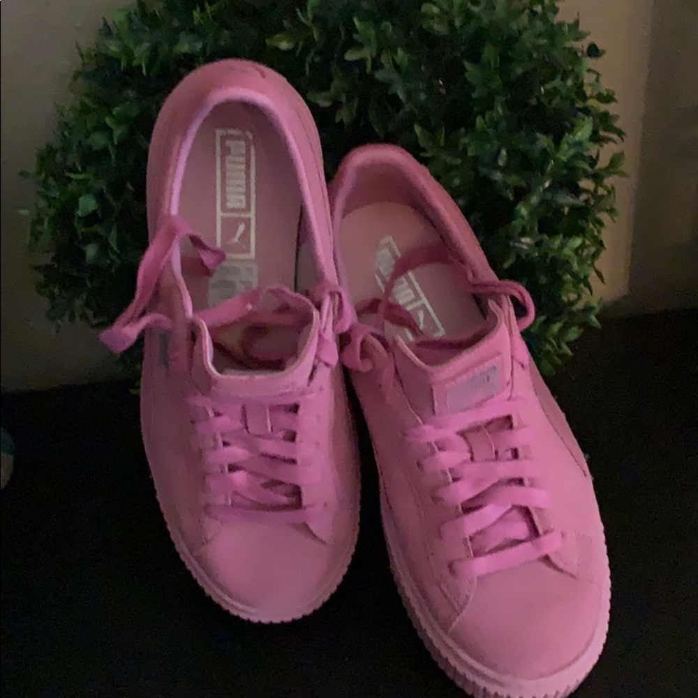 Pink suede Puma sneakers